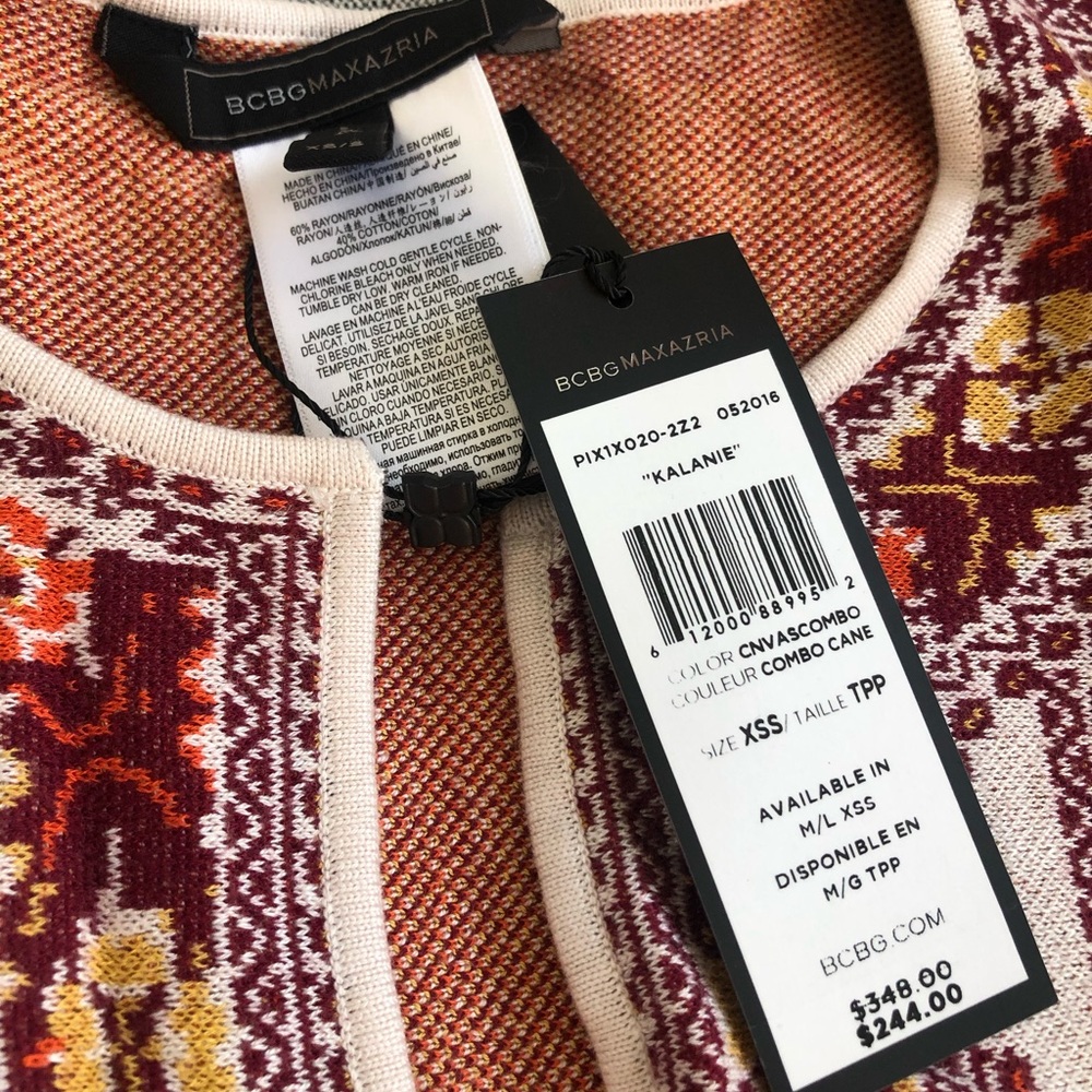 New NWT BCBGMAXAZRIA taupe poncho camels XXS $348 - Picture 5 of 6
